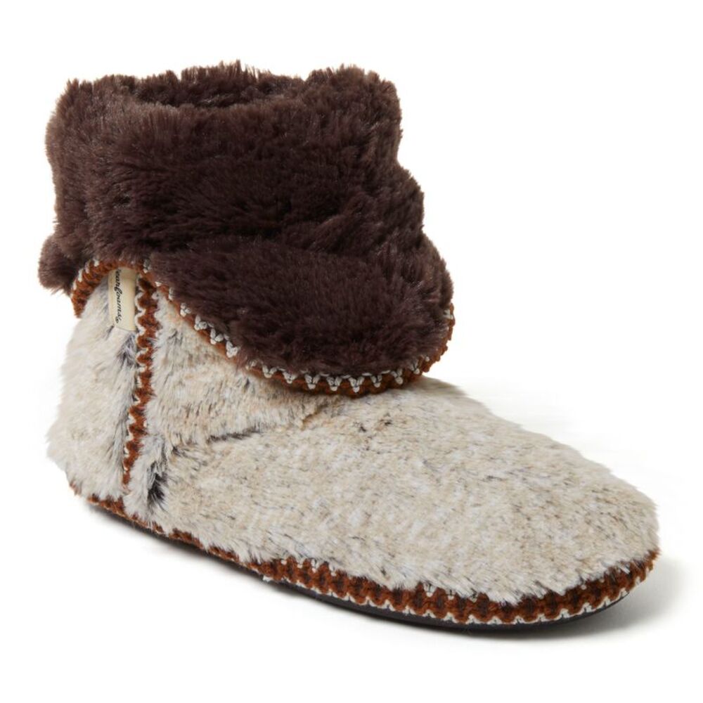 Dearfoams Women's Beth Faux Fur Fold Down Fuzzy Bootie House Slipper Boot